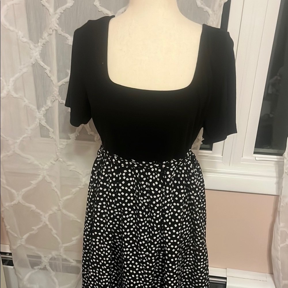 Elegant Black and White Polka Dot Dress